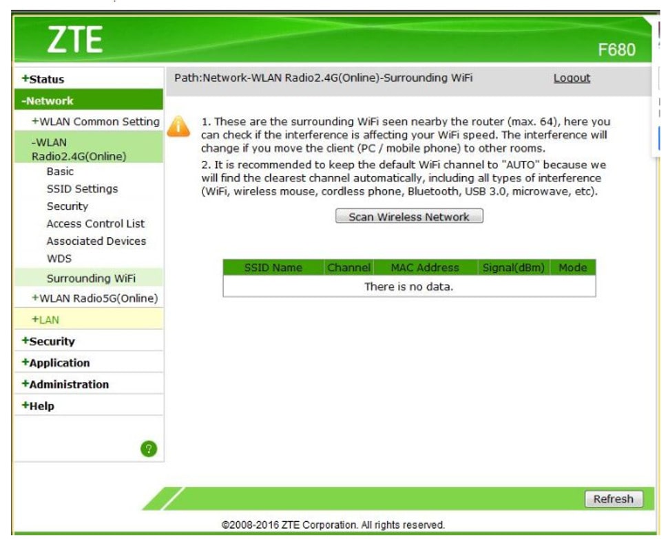 Pasos para cambiar canales del Router ZTE F680